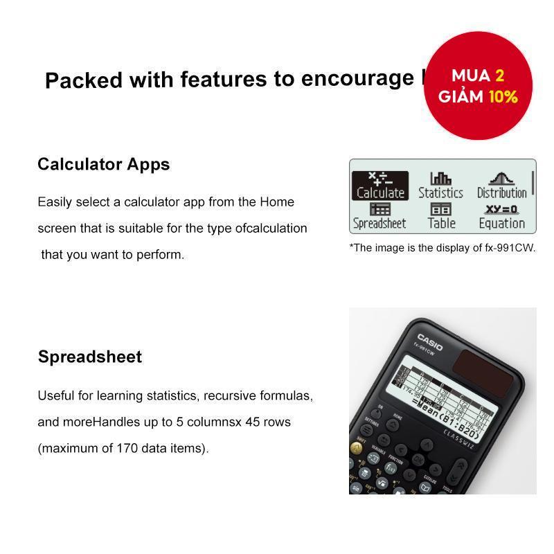 Máy tính khoa học Casio fx-991CW mới thời thượng