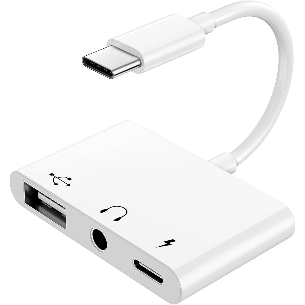 Bộ chuyển đổi âm thanh USB C sang 3,5mm, Bộ chuyển đổi USB-C sang USB 3in1 với Bộ chuyển đổi giắc cắ