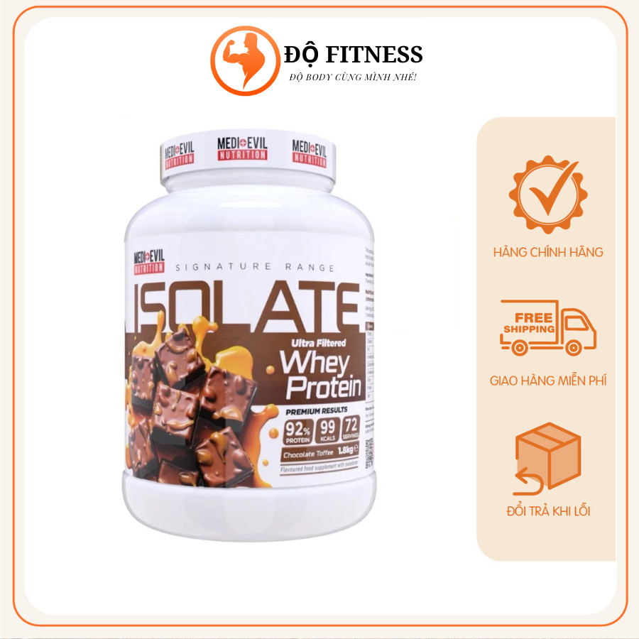 Whey Isolate 1,8kg 72 lần dùng - ISO 92 Medi Evil - Whey Isolate tinh khiết - Hỗ trợ xây dựng cơ