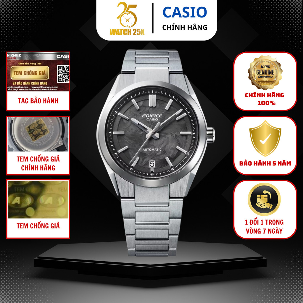 Đồng Hồ Nam Casio EFK-100CD-1ADR Watch25x – Mặt Đen Carbon Hiện Đại, Máy Cơ Tự Động.