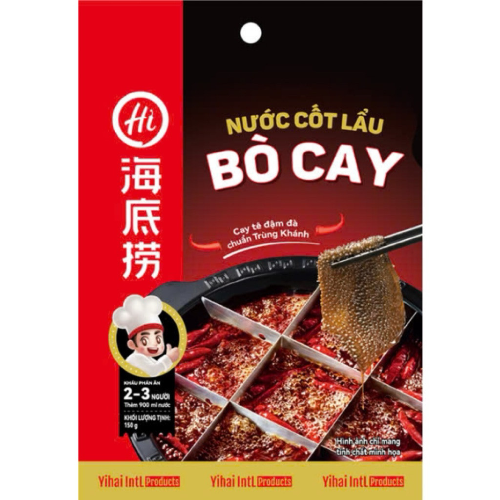 Cốt lẩu Bò Cay tứ xuyên cay tê Haidilao gói 150g, lẩu hadilao mala trung quốc