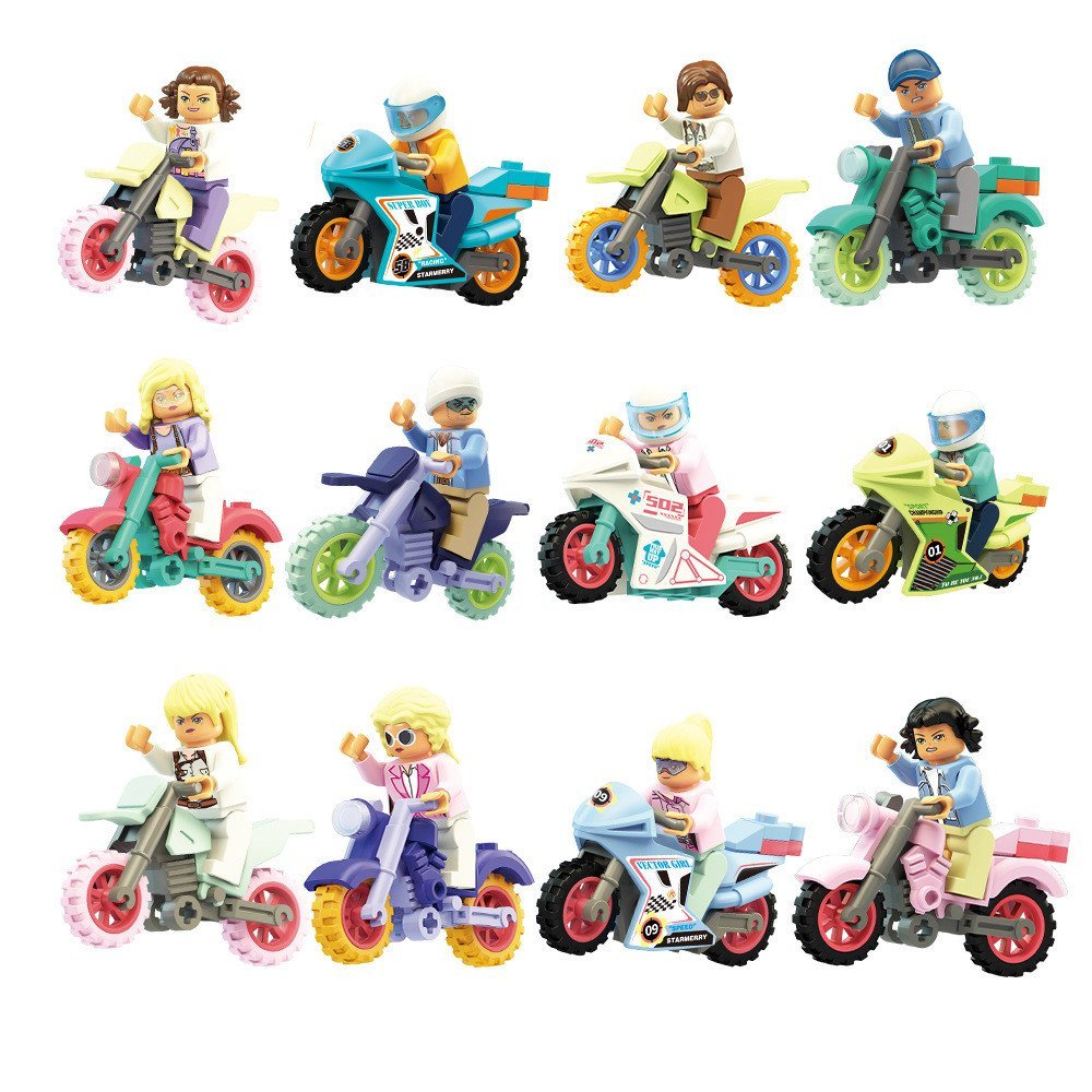 Đồ Chơi Trẻ Em Khối Xây Dựng Tương Thích Với Lego Các Hạt Nhỏ Giáo Dục Hội Bé Gái Xe Máy Câu Lạc Bộ 