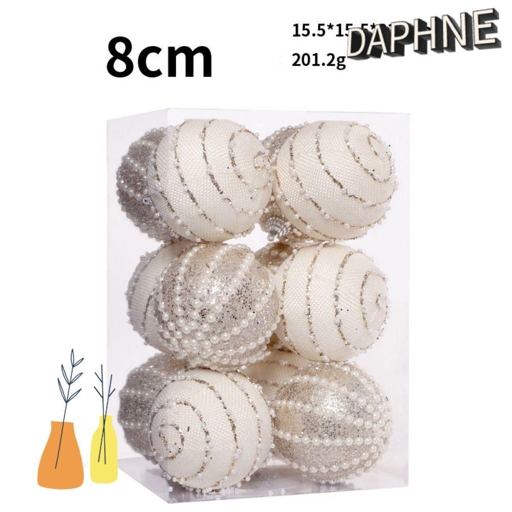 DAPHS Christmas Tree Decoration, Foam With Chain Hanging Ornaments, 8CM Shiny Beaded Ball Pendant Tr