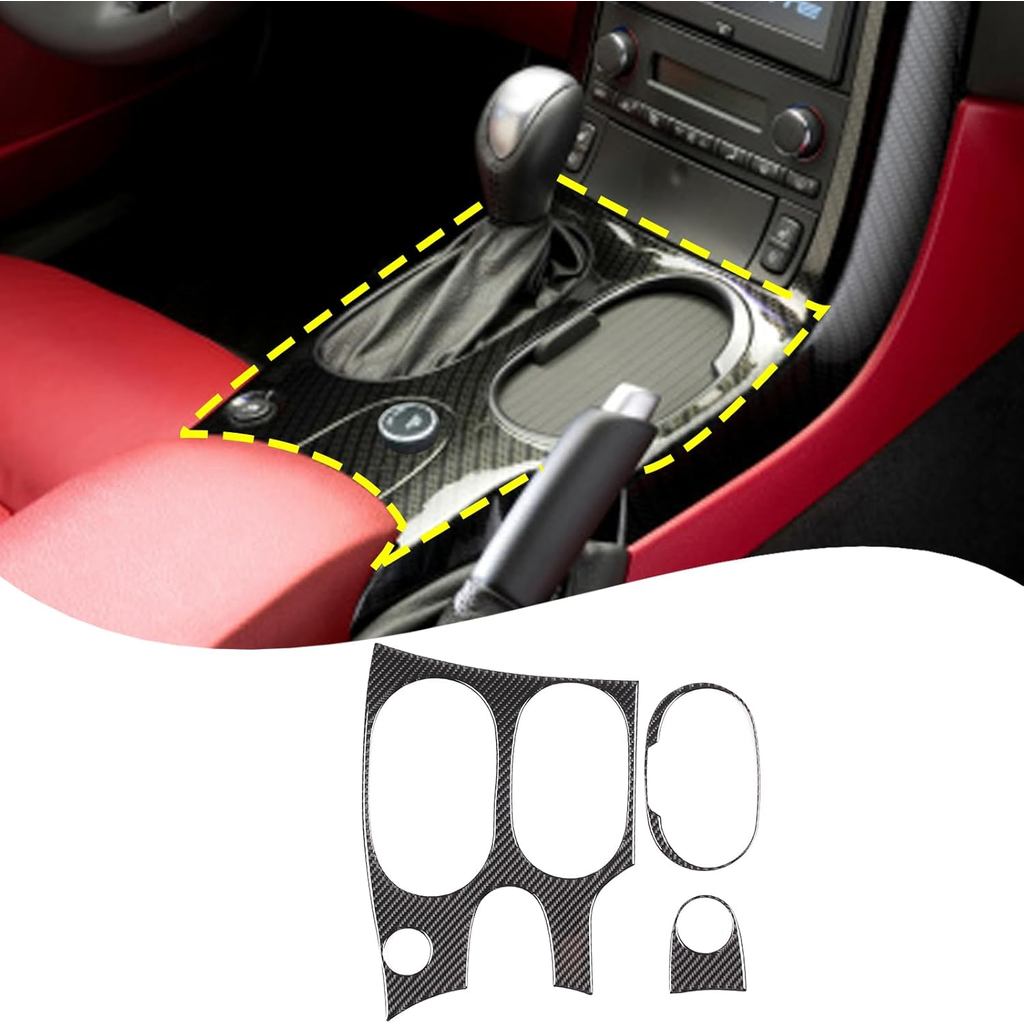 Lcojicep Car Gear Shift Panel Cover Viền Tương thích với Corvette C6 Z06 ZR1 2005-2013 Real Soft Car