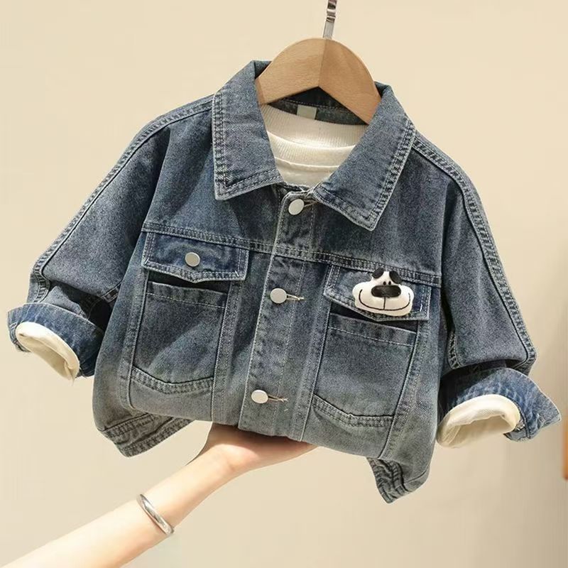 2025 Trẻ Em Denim Áo Khoác Thu Xuân Thời Trang Áo Bé Trai Bé Gái Phong Cách Hàn Quốc Hợp Thời Trang 