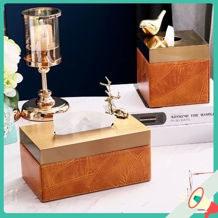 HỘP KHĂN GIẤY Quý Tộc H High-end Luxury Tissue Box Metal Leather 💯Store VN💯