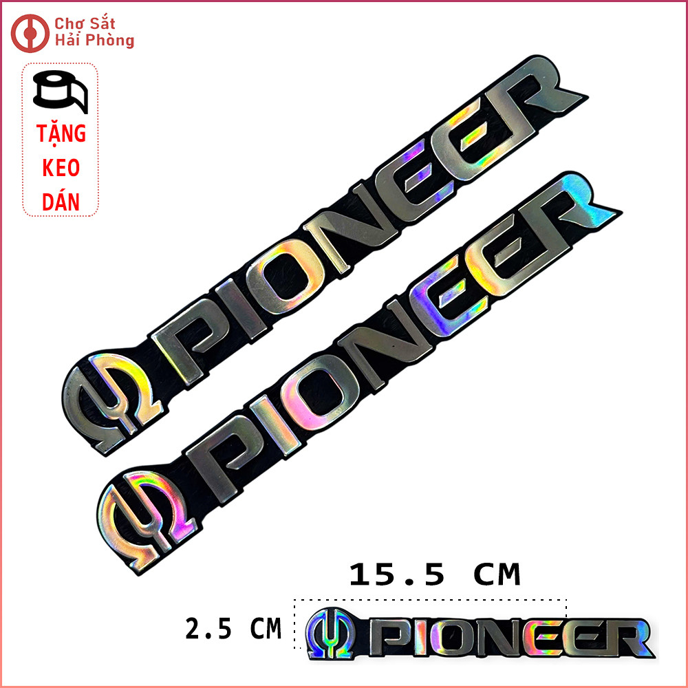 [TẶNG KEO DÁN]BỘ 2 tem dán loa PIONEER cỡ 12.5 x 2.5 - Mặt nhựa cứng tráng bóng Giá Thợ Chuyên Lắp L