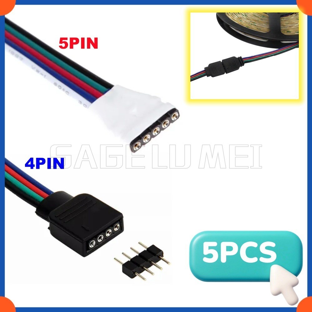 4pin 5pin LED RGB RGBW Strip Light Connector Nam Nữ cắm ổ cắm kết nối Dây cáp cho 5050 RGB RGBW Led 