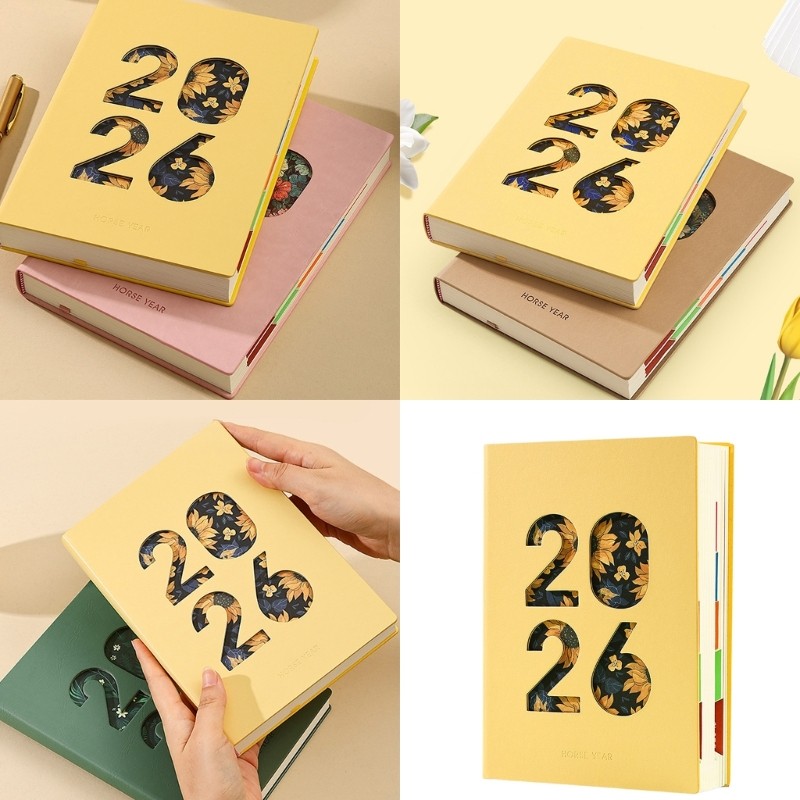 Love * 2026 Daily Planner Softcover Leather Academic Planner với dấu hàng tháng đầy màu sắc