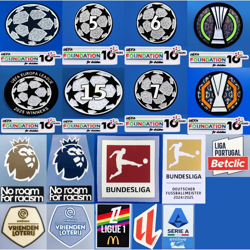 Miếng dán để thêm logo giải đấu bóng đá cho quần áo - Premier League, La Liga, Ligue 1, Bundesliga, 