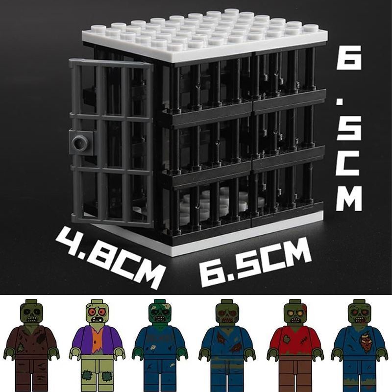 Lồng Nhà Tù Cảnh Sát Nhà Tù Zombies Cư Dân Ác Zombie Khối Xây Dựng Minifigure MOC Cảnh Căn Cứ Quân S