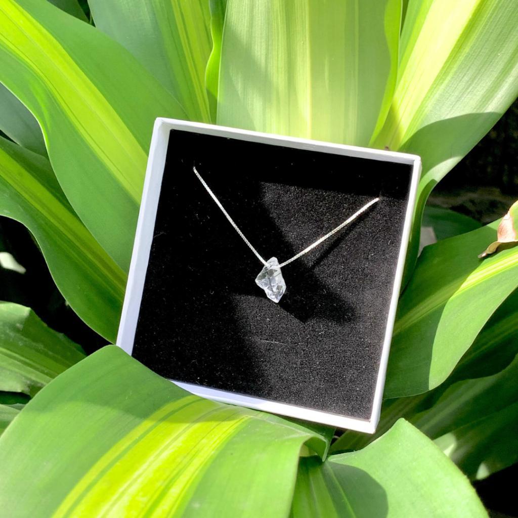 Dây chuyền bạc 950 kèm mặt thạch anh Herkimer Diamond Kimbada, vòng cổ nữ đá phong thuỷ tự nhiên