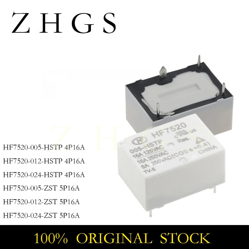 5 CÁI HF7520-005-HSTP HF7520-005-ZST HF7520 005 012 024 HSTP ZST 4PIN 5PIN 10A Rơle hoàn toàn mới