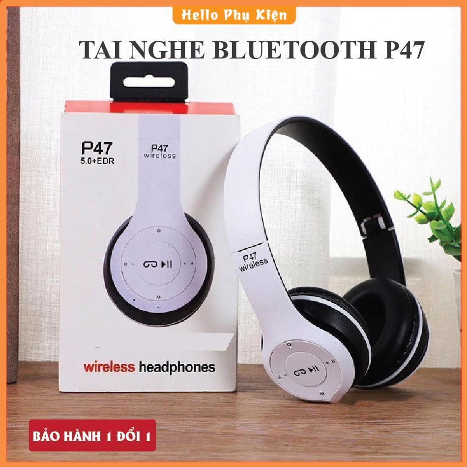 Tai Nghe Chụp Tai Bluetooth P47, Tai Không Dây Nghe Nhạc Cực Hay, Âm Bass Cực Chất, Thẻ Nhớ, Có Mic 