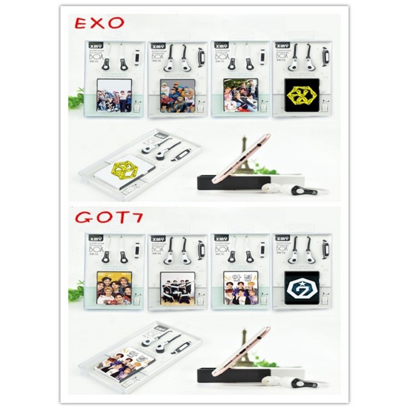 KPOP BNK48 BP EXO Tai Nghe In-ear Hộp Bảo Quản Giá Đỡ Điện Thoại Di Động WANNA ONE GOT7 IKON JBJ RED