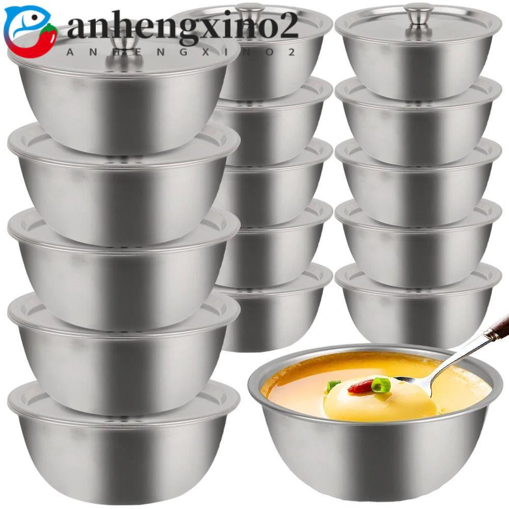 ANHENGXIN Trứng Hấp, Bát Stew Đa Năng 10cm, Đồ Dùng Bộ Đồ Ăn Nhà Bếp Nắp Inox 304 Cốc Canh Cơm