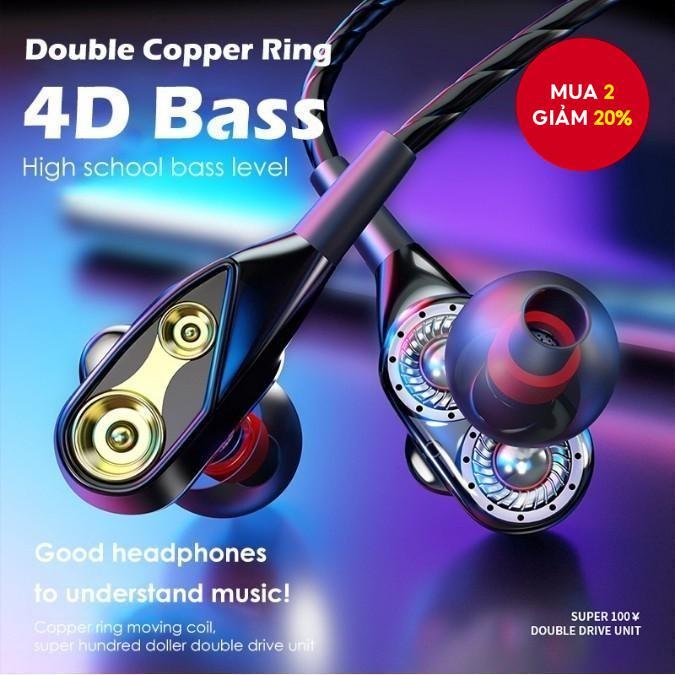 Tai nghe có dây 3,5mm 4d Bass Dây tóc cao Dual Est Reo Tai nghe có độ trung thực cao với tai nghe micrô