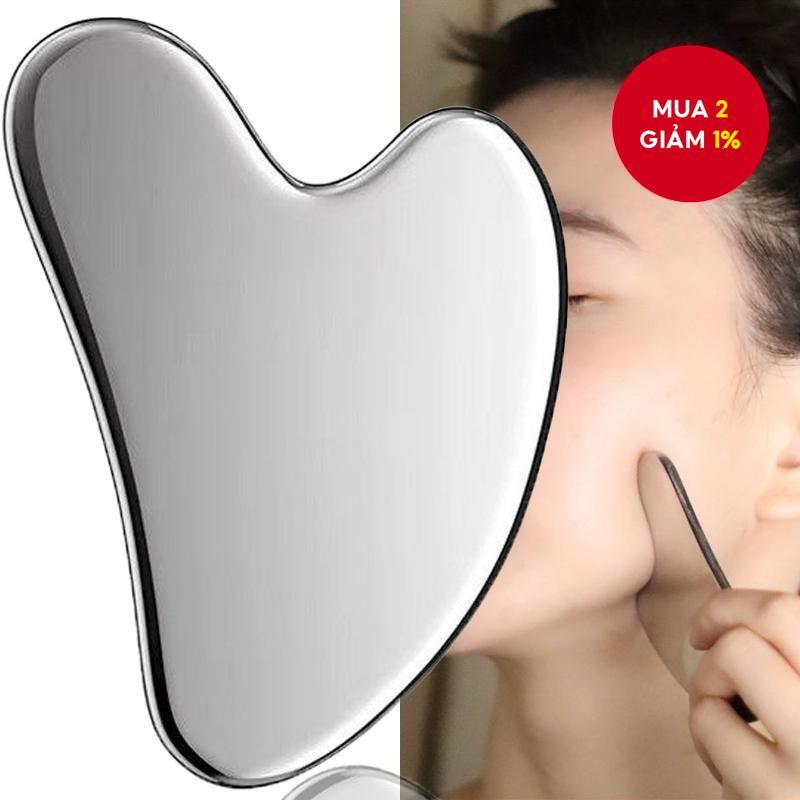   Dụng cụ massage mặt cổ và cơ thể hình trái tim bằng thép không gỉ Gua Sha giúp thư giãn và làm đẹp da. 