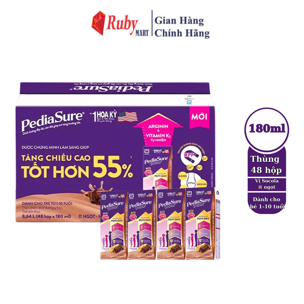 Thùng 48 Hộp Sữa nước Pediasure Socola 180ml/hộp