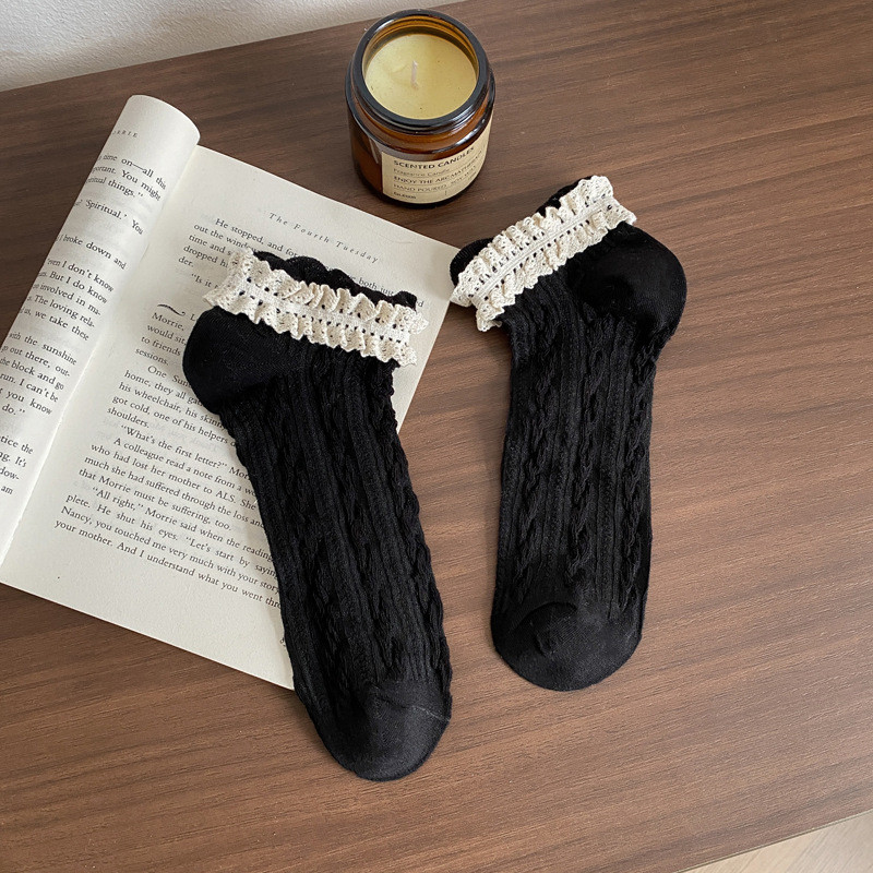 [OK Sports Life] Tất nữ mùa xuân hè Melade Color Series Tất miệng nông Tất ren Màu trơn đơn giản Tất