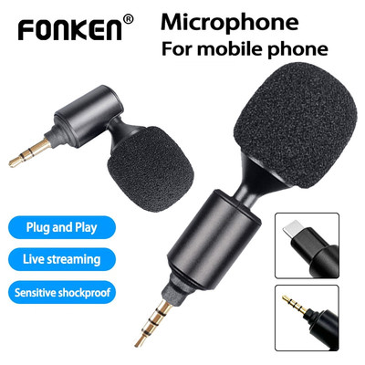 Fonken Micro Mini Có Thể Gập Lại Thẳng 3.5 Mm Jack 4 Cực Micro Type-C Kết Nối Micro Cho Điện Thoại Camera