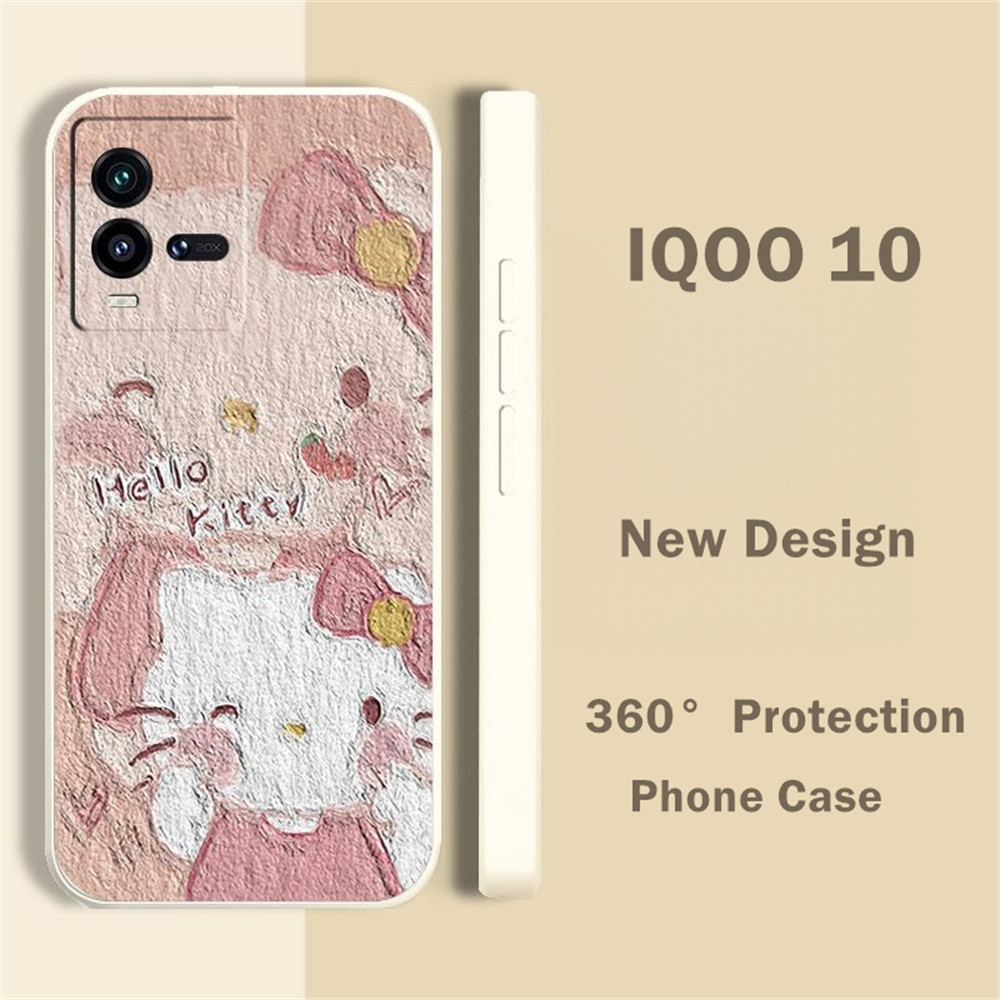 [Yoshida] Dành Cho IQOO 10 Ốp Lưng Silicon Full Cover Hoạt Hình Dễ Thương Kuromi Vỏ iPhone