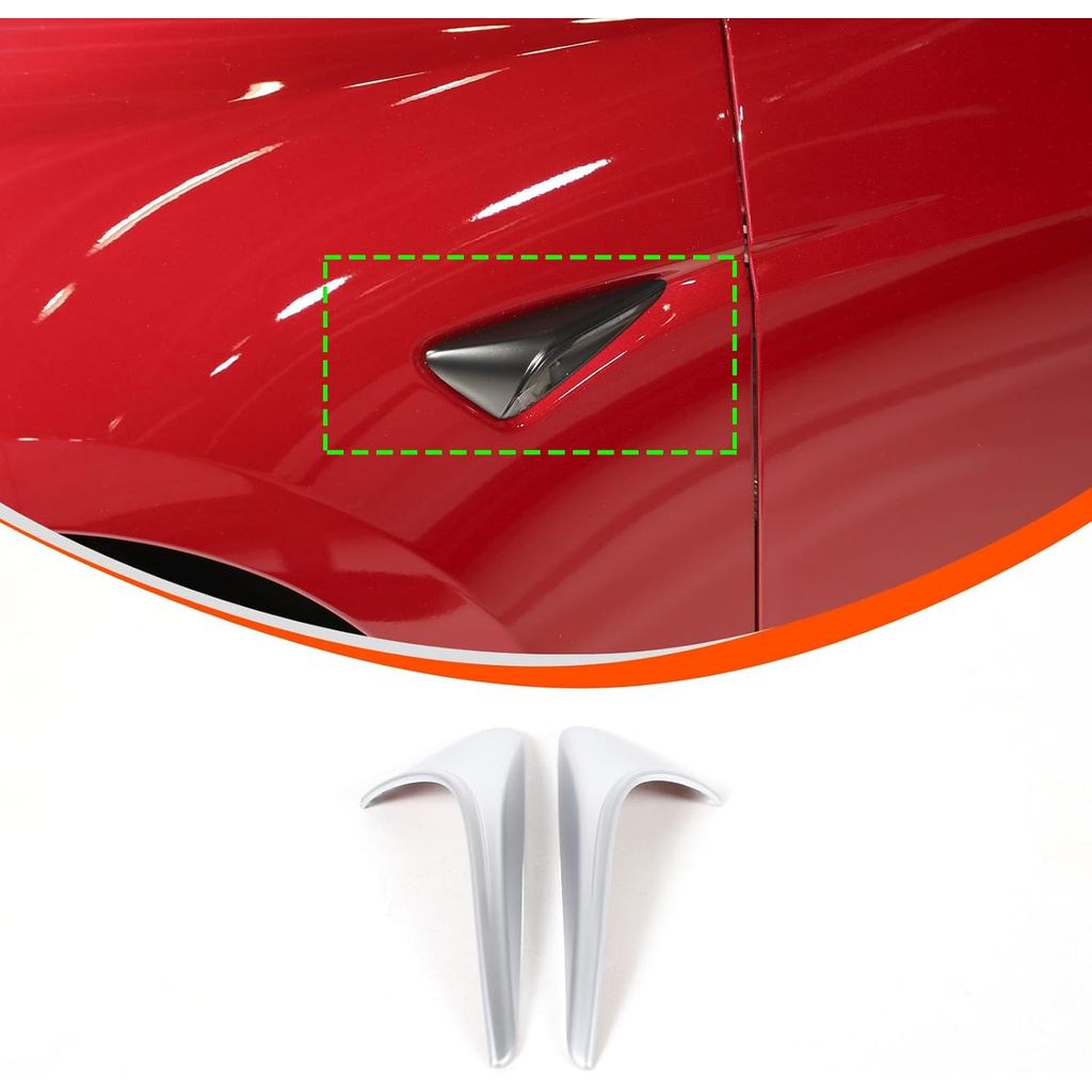 Vỏ bảo vệ camera bên tín hiệu rẽ Tương thích với Tesla Model 3 Y 2024 HW4.0, Vỏ thông hơi máy ảnh bên hông Trang trí trang trí Viền Phụ kiện trang trí (Bạc)