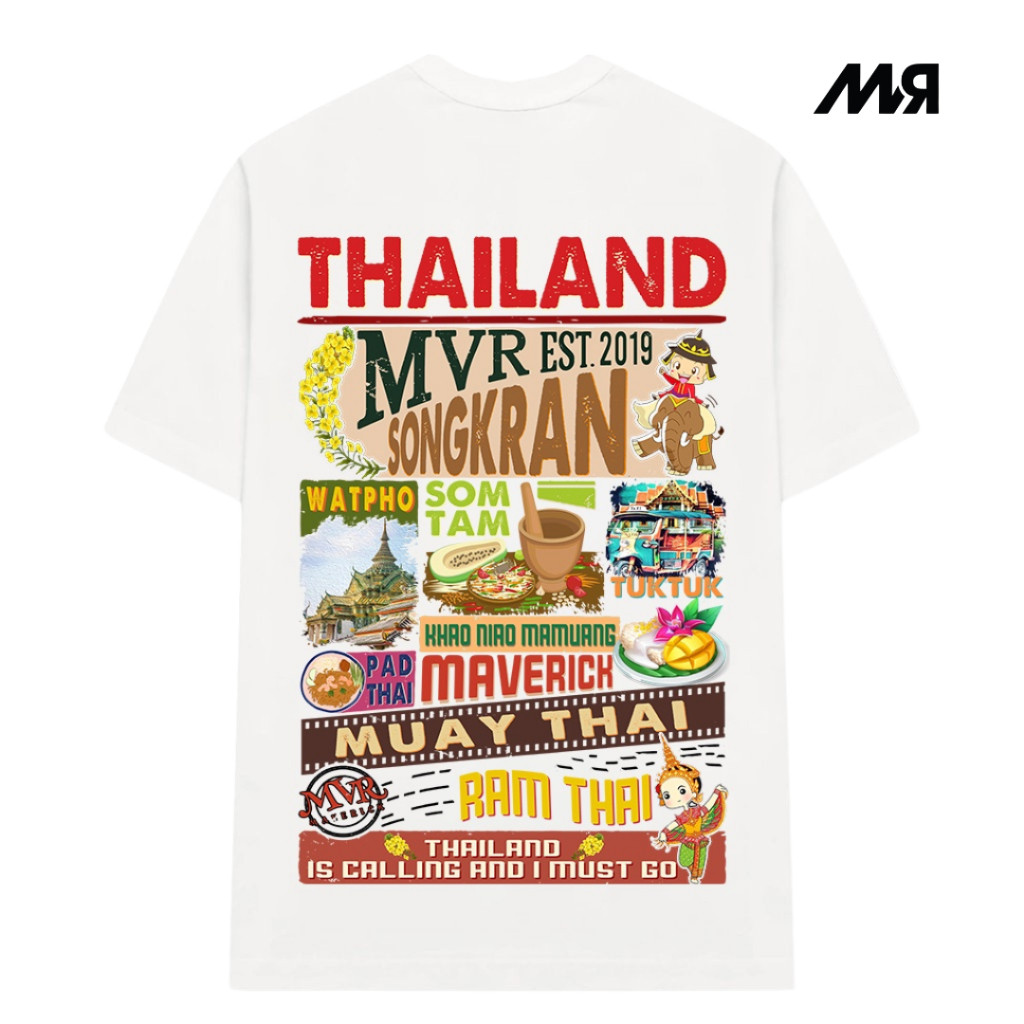 Áo thun unisex MVR - THAILAND - TL - Đen/ Trắng