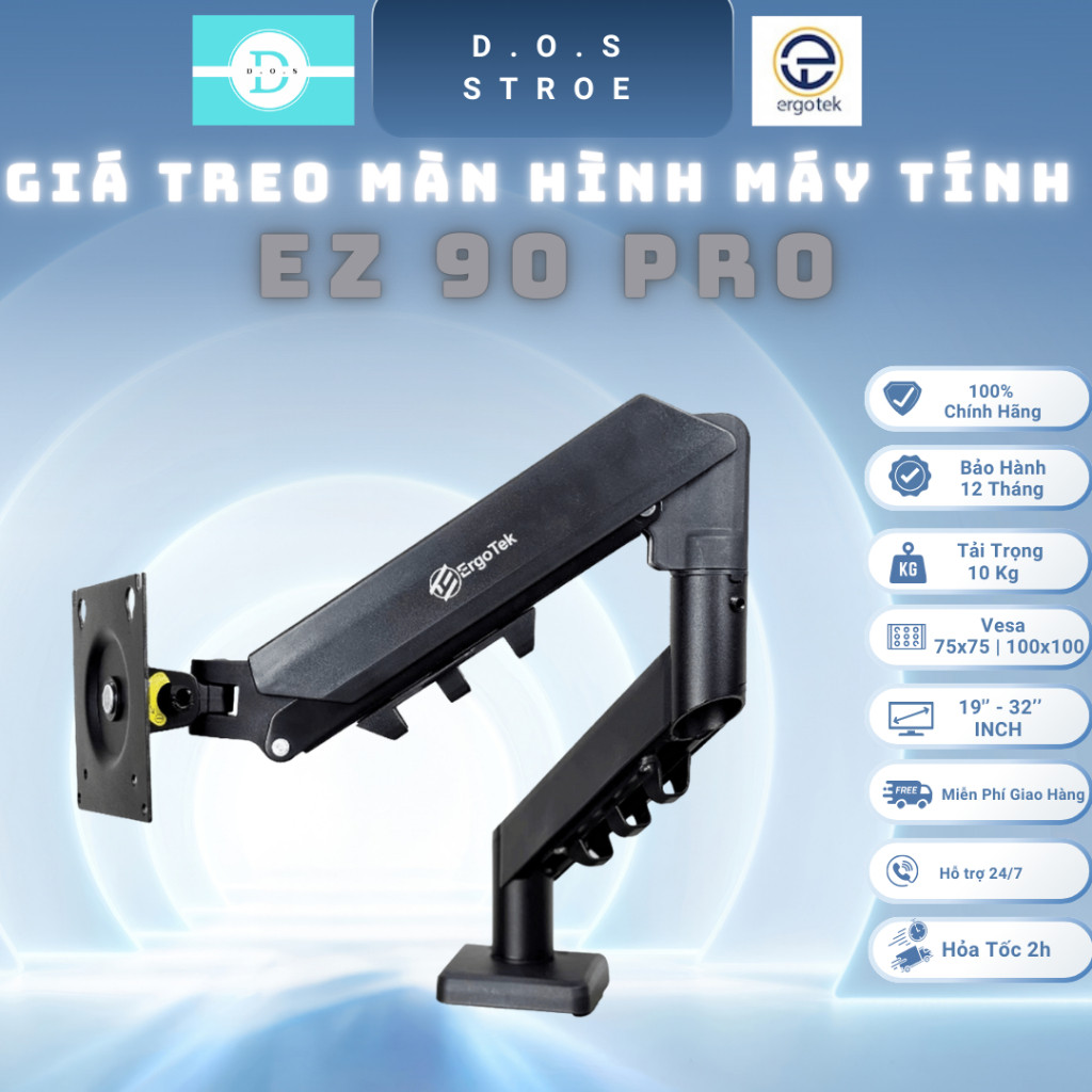 [EZ90 Pro] [ErgoTek] Giá Treo Màn Hình Máy Tính Xoay 360° [19 - 32" Inch] Monitor ARM