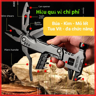 New Dụng cụ 16in1 Búa kiêm kìm, mỏ lết, tua vít, cưa đa năng - Dụng cụ đi phượt, cứu hộ, cắm trại khẩn cấp