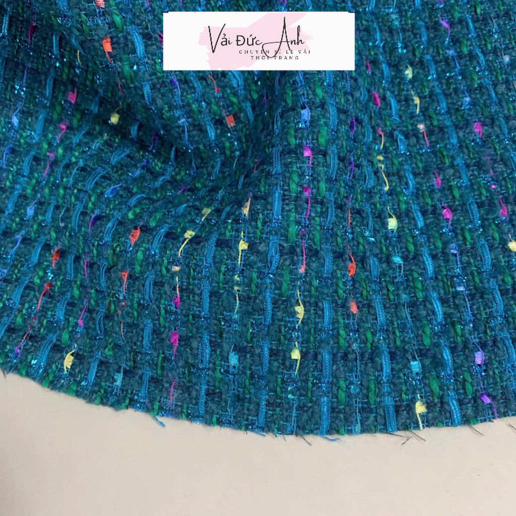 Vải dạ tweed xanh