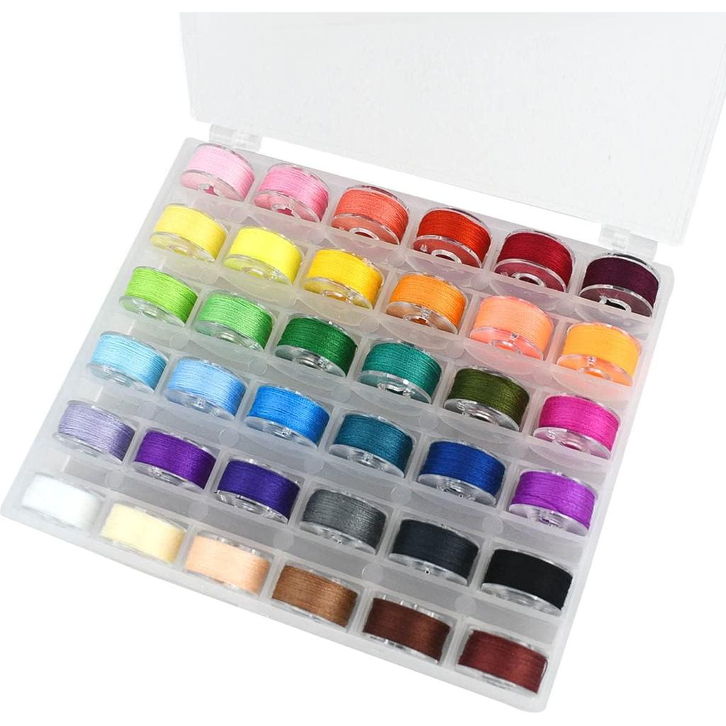 36 Chiếc Bobbin Và Chỉ May Prewound Bobbin Chỉ Có Bảo Quản Hộp Nhựa Các Loại Màu Sắc Chỉ May Bộ Cho 