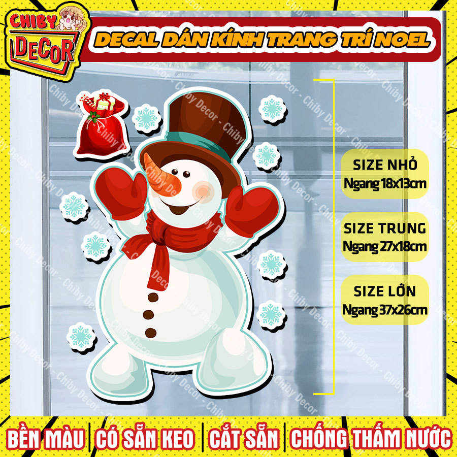 Decal Dán Hình Người Tuyết Trang Trí Noel Giáng Sinh 🎄𝑭𝒓𝒆𝒆𝒔𝒉𝒊𝒑 Trang Trí Noel Snowman dán Cửa Kính C