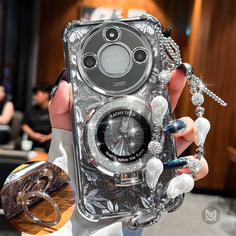 Ốp Cho Honor X9C Smart X9D X9B X9A 5G X8B X8C X8A Thời Trang Lấp Lánh Giá Đỡ Từ Tính Vỏ Điện Thoại C