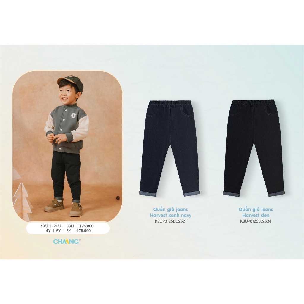 Chaang AW2025 Quần giả jeans Harvest cho bé T11.3