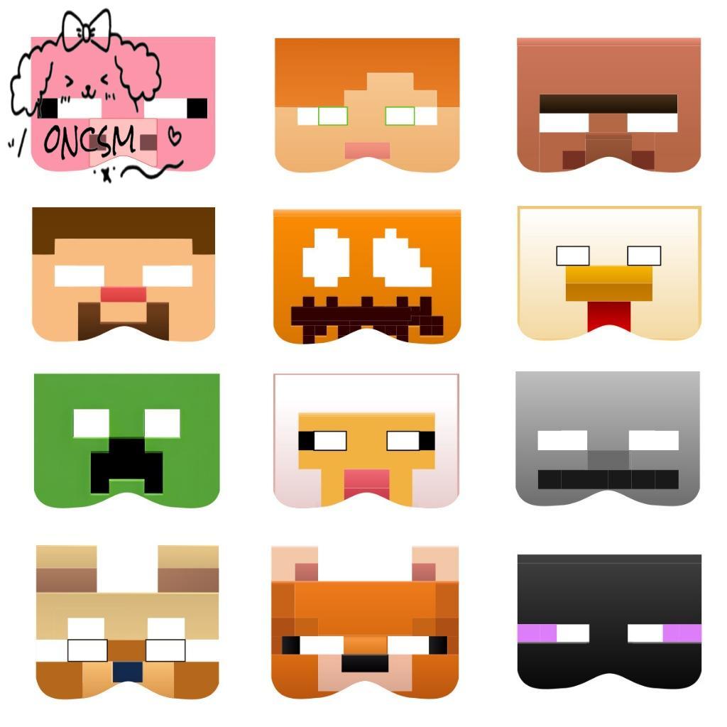 12 Mặt nạ nửa mặt Minecraft Pixel - Đạo cụ chụp ảnh tiệc DIY cho sinh nhật trẻ em