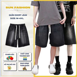  Quần jean short nam nữ basic WASH ĐEN KHÓI S2 SUN mặc thoải mái dễ phối đồ theo phong cách hàn quốc 