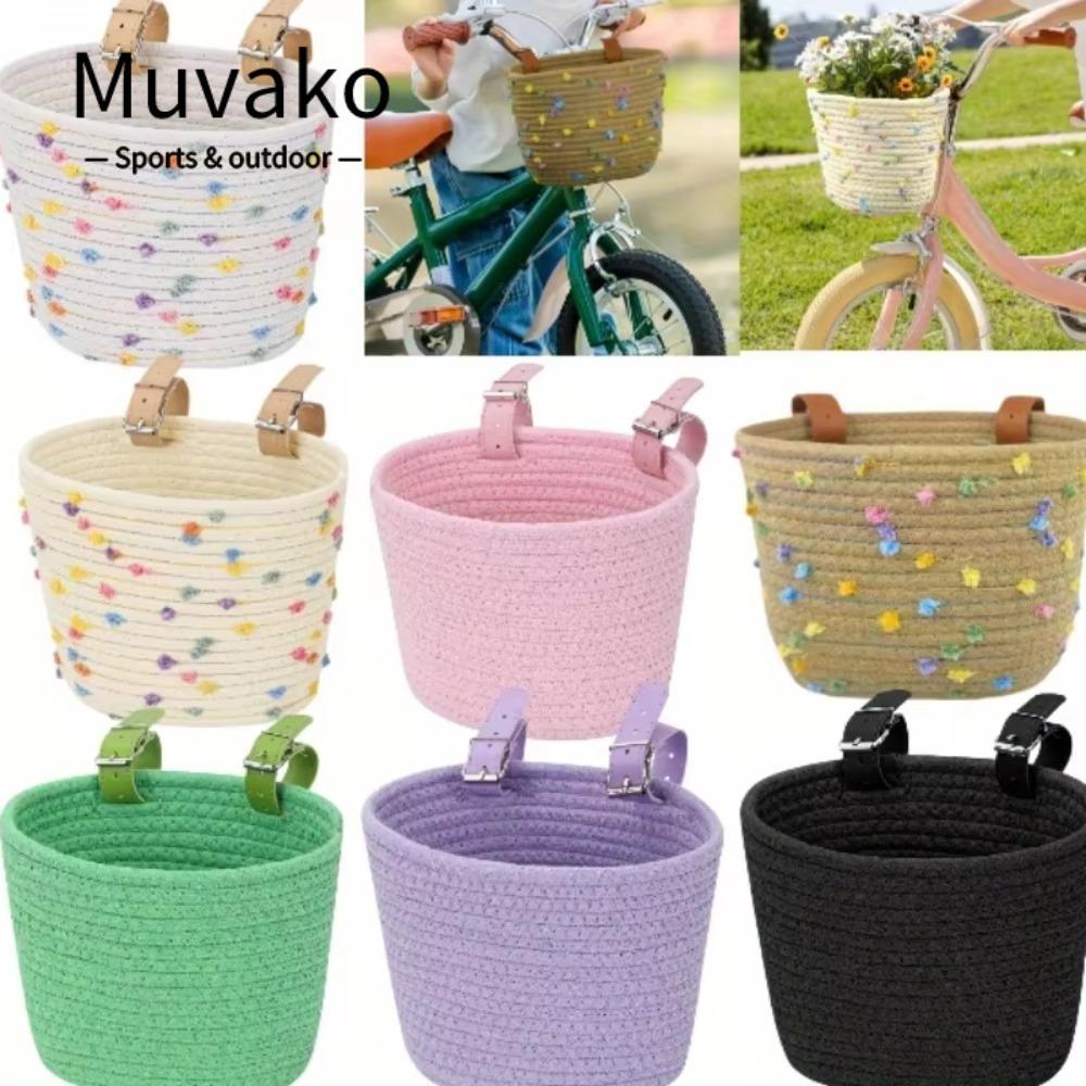 Muvako Giỏ xe đạp Muvako có tay cầm và dây buộc chắc chắn, dung tích lớn, màu trơn dễ dàng tháo lắp