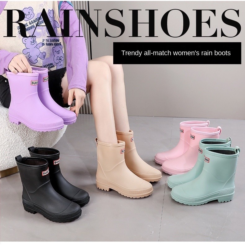 New Lightweight Rubber Rain Boots Anti-Slip Waterproof