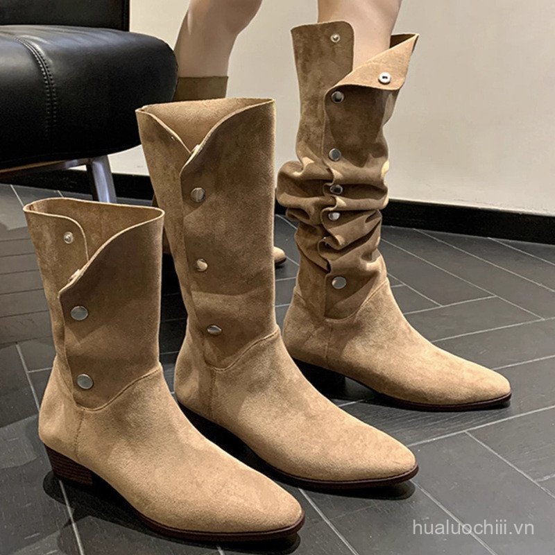 25New Year's Thick Heel High Heels Mid-Calf Boots Over-the-Knee Long Boots