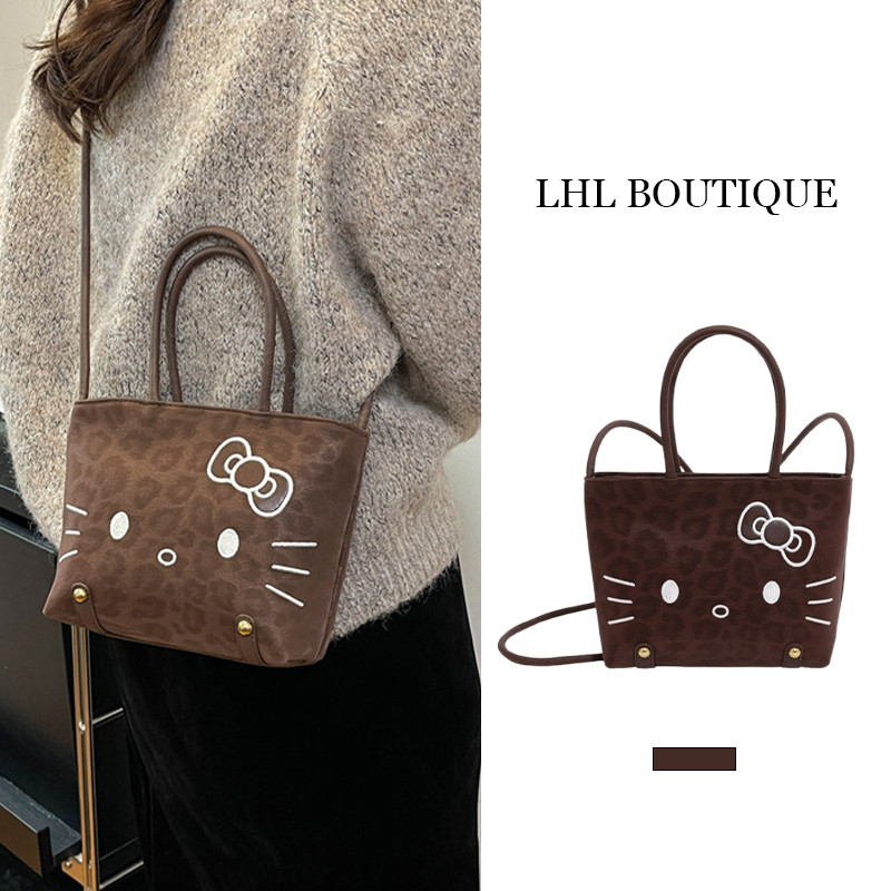 LHL BOUTIQUE  Túi Tote mèo KT hoạt hình cổ điển dễ thương - Túi đeo vai đi lại đa năng hàng ngày