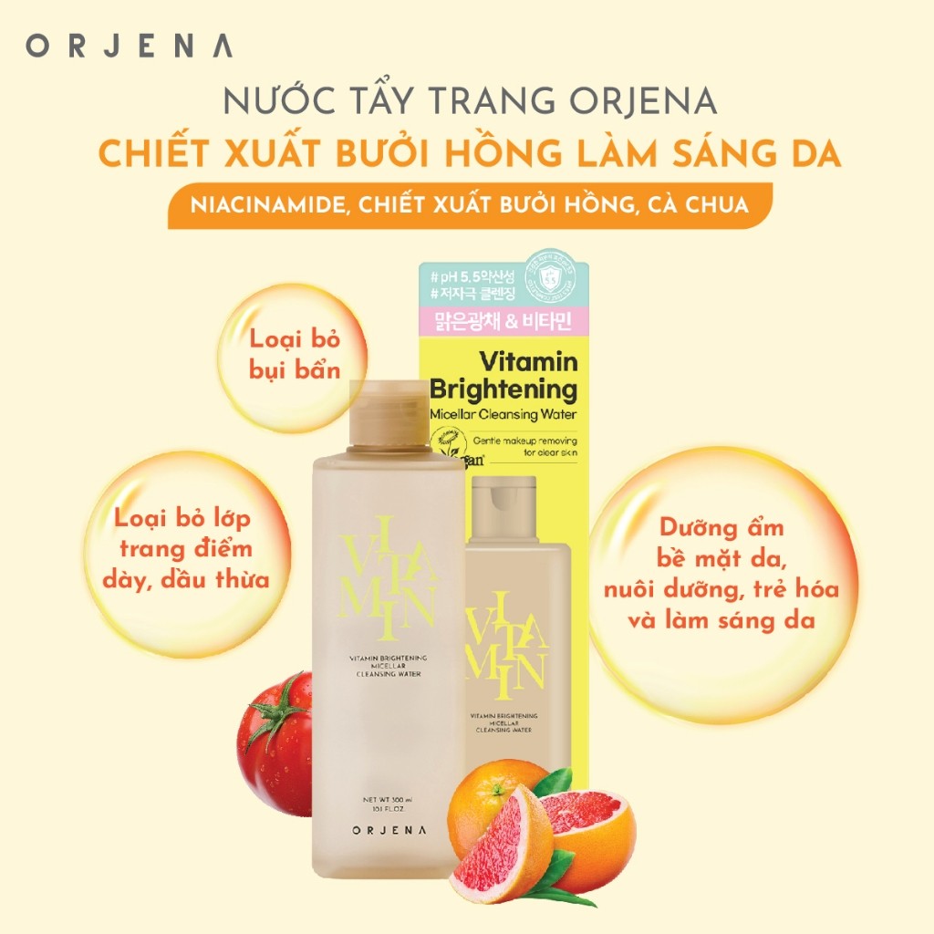 Nước tẩy trang Orjena chiết xuất bưởi hồng làm sáng da 300ML
