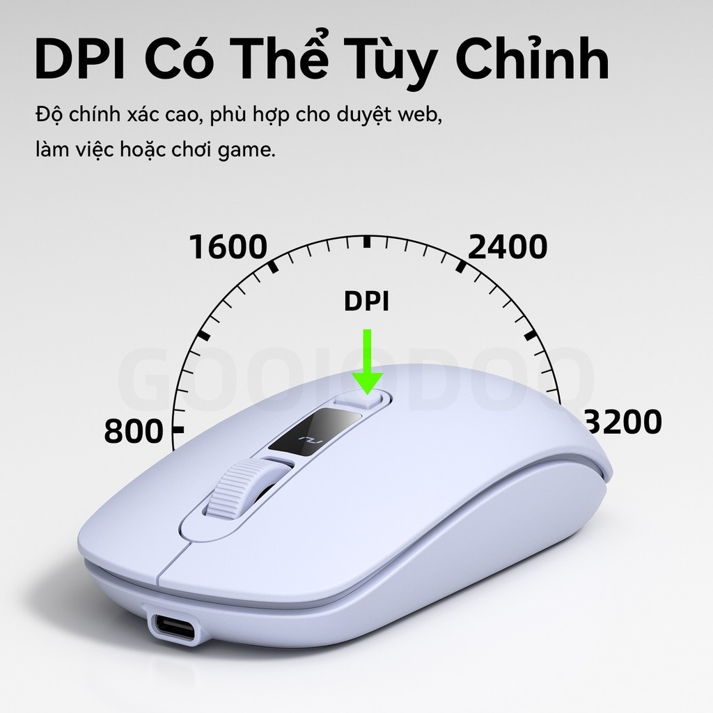 Chuột không dây tiện dụng GOOJODOQ, độ chính xác DPI 4 cấp, màn hình kỹ thuật số không gây tiếng ồn, chế độ sạc kép. | BigBuy360 - bigbuy360.vn