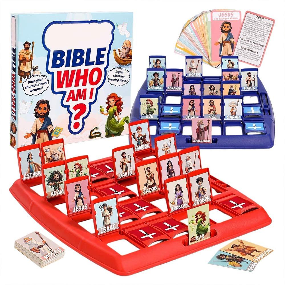 Guess Bible Who I Am Board Games, 24 Characters With Life Story & Verse Cards Kids