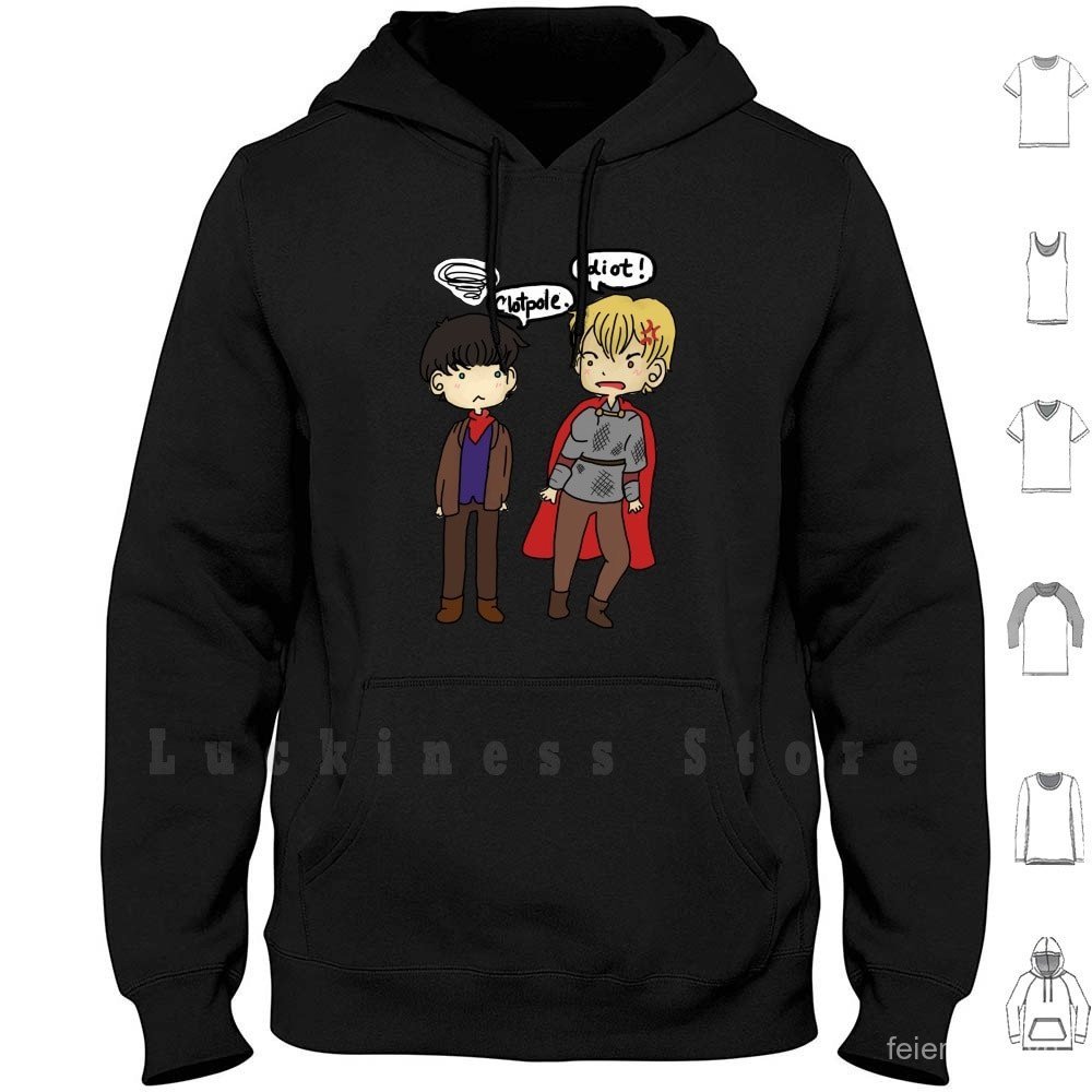 Áo hoodie hình Merlin Arthur Chibi, phong cách kawaii, phù hợp fan của Colin Morgan và Bradley