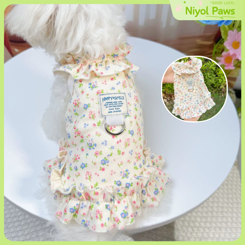 Đầm thú cưng hoa mùa xuân mùa hè Áo choàng công chúa dễ thương thoáng khí cho chó mèo