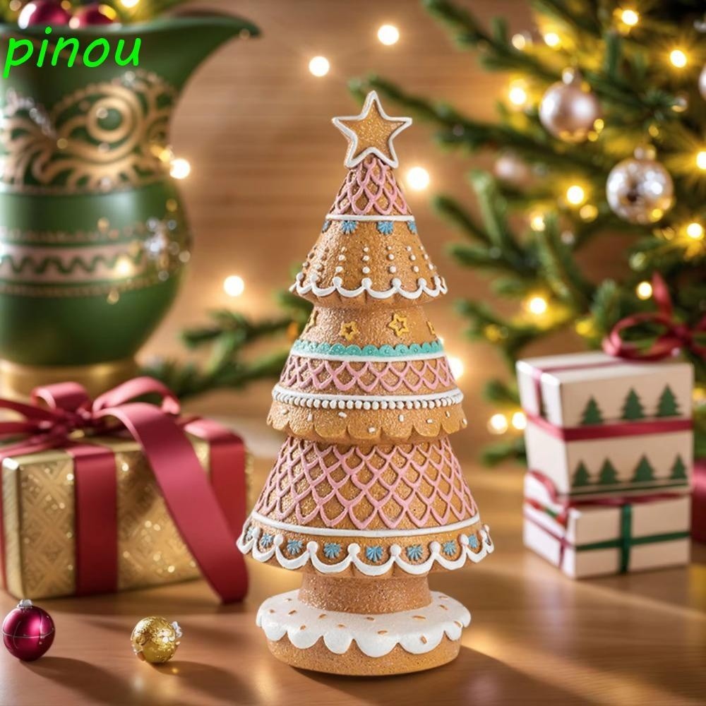 Daiqiyong Gingerbread Village Christmas Tree Plastic With Glitter Powder Gingerbread House Family Si