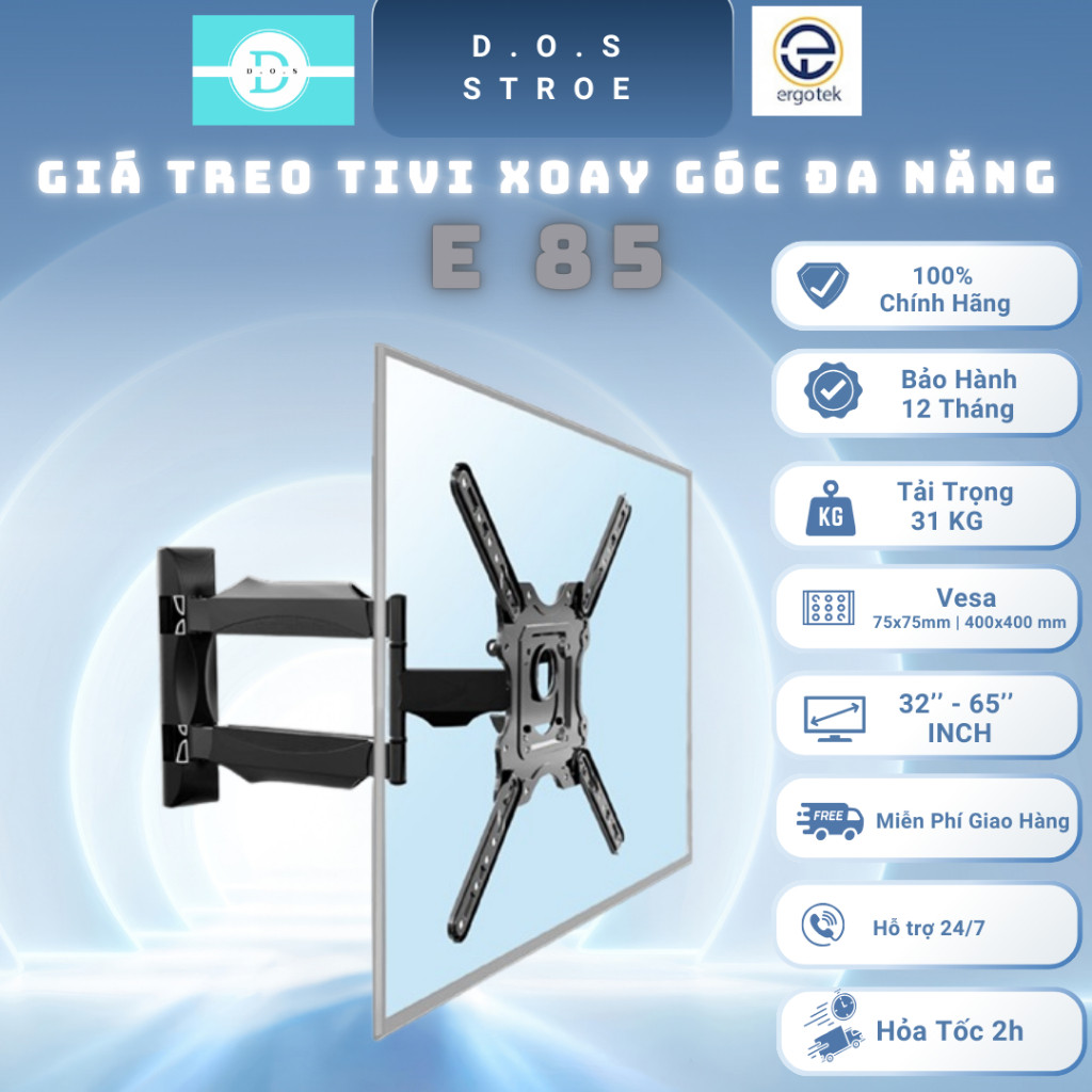 [E85] [ErgoTek] Giá Treo Tivi Gắn Tường Tiện Lợi [32"-65" Inch]