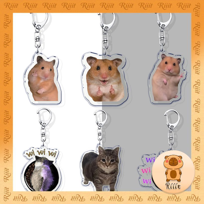 Móc khóa Cute Hamster Wiwiwi Cat OIIA OIIA Meme Uia Meow Car Key Chain mica trong suốt