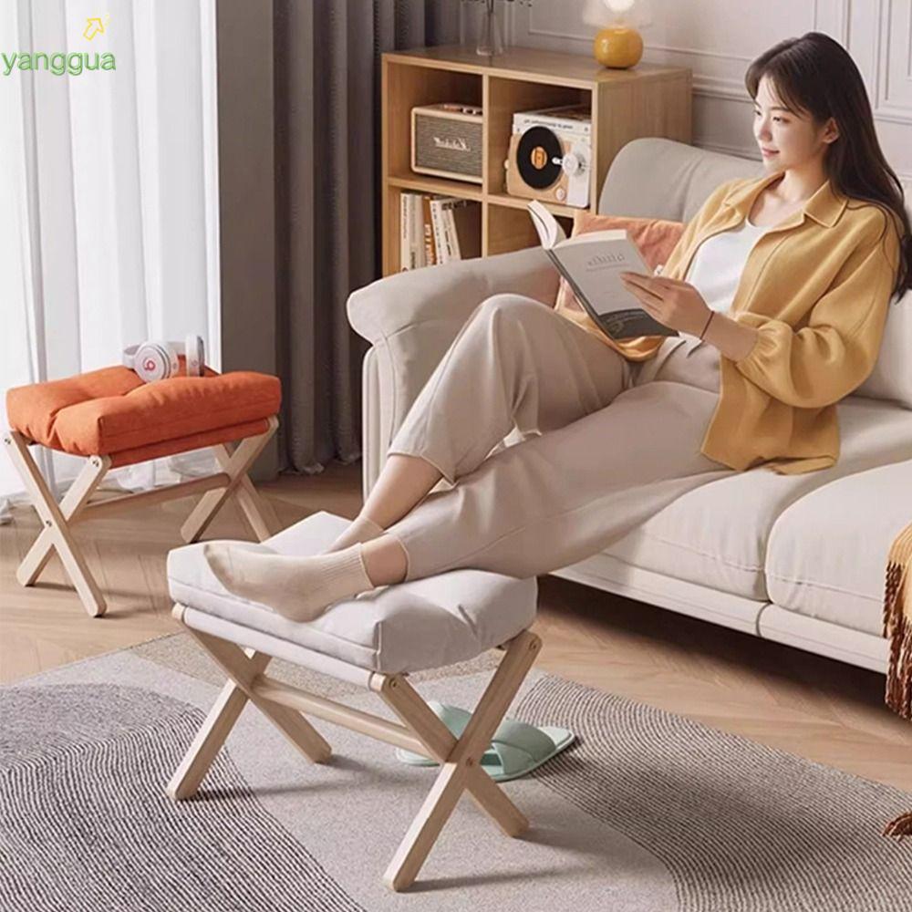 YANGGUA Velvet Foottool, Soft Velvet Solid Wood Soft Footrest, Vải có thể giặt đa chức năng Có thể t